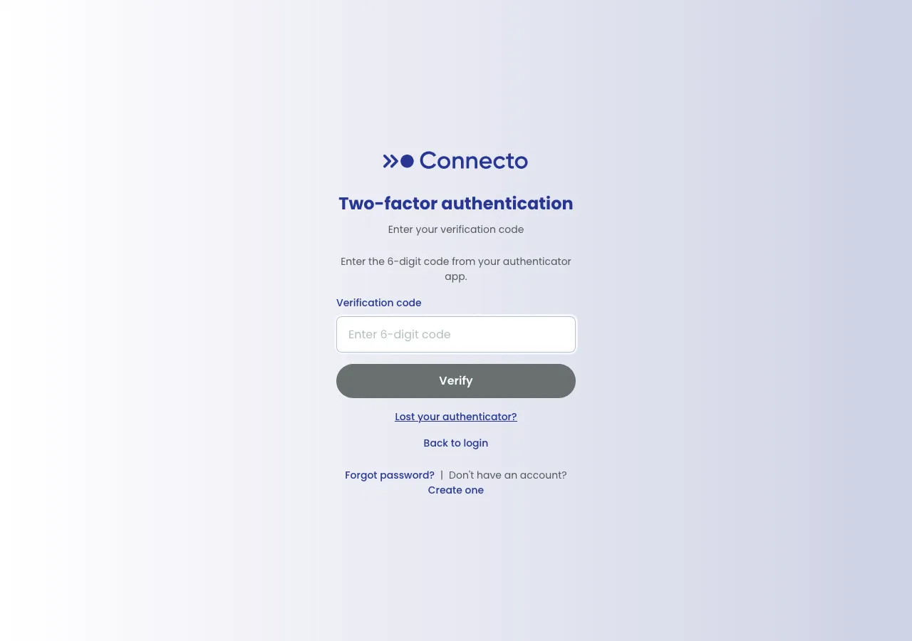 The two-factor authentication screen with a verification code field